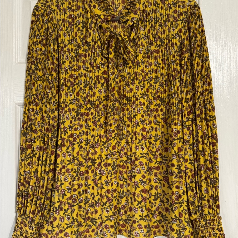 Max Studio Mustard Floral Blouse